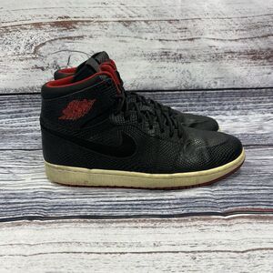 Air Jordan 1 Retro Nouveau Snakeskin Black Red Sneakers, Men’s Size 9.5
